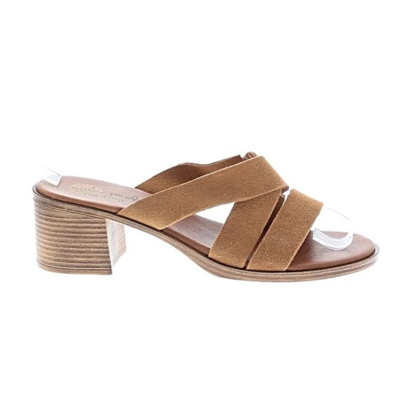 Mila Paoli Tan Suede Block Heel Mules - Picture 1 of 5